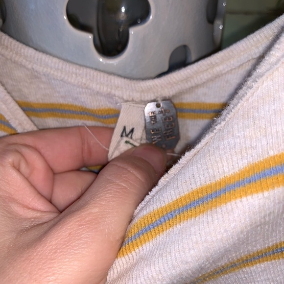 Free People We the Free Striped Tan Yellow Scoop Back Tank Top Size M - Picture 4 of 4